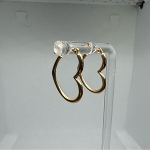 14K Solid Gold Heart Hoop Earrings Lightweight Romantic Shape Snap Closure